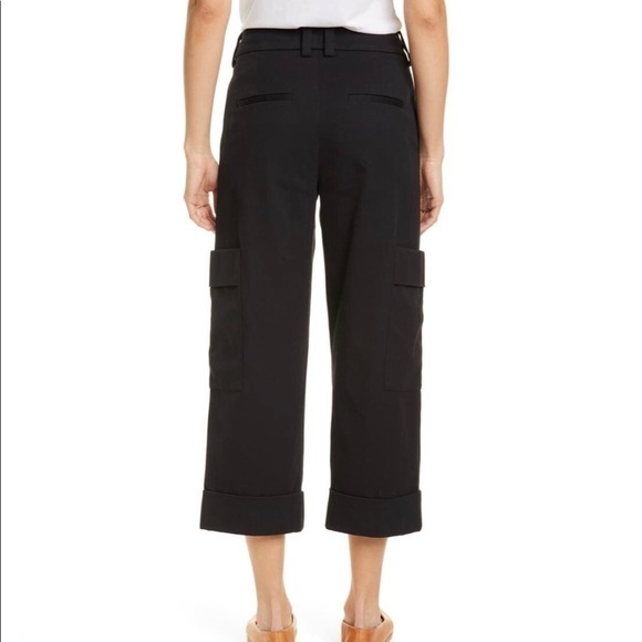 VINCE. Crop Cotton Utility Cuffed Cargo Pant Black 0 - Picture 3 of 15